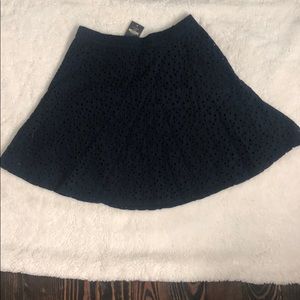 hollister navy blue eyelet laced scuba skirt NWT